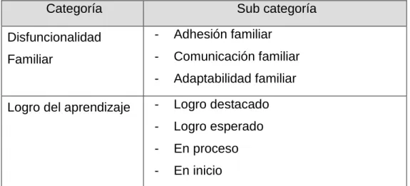 Cuadro N° 01: Análisis de las categorías