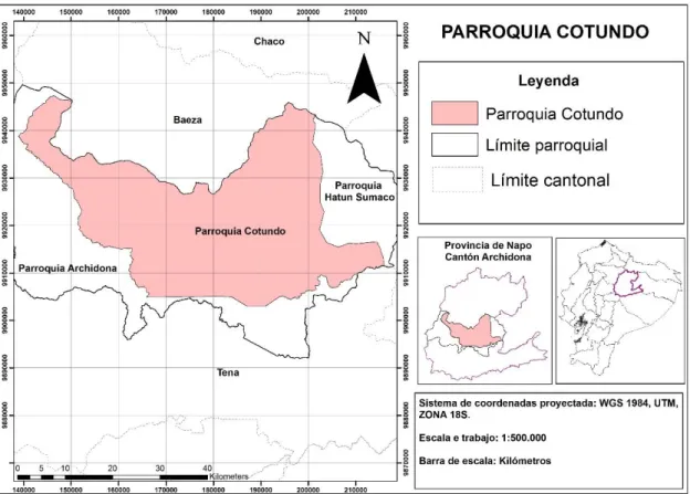 Figura 3. Área de estudio, parroquia Cotundo 