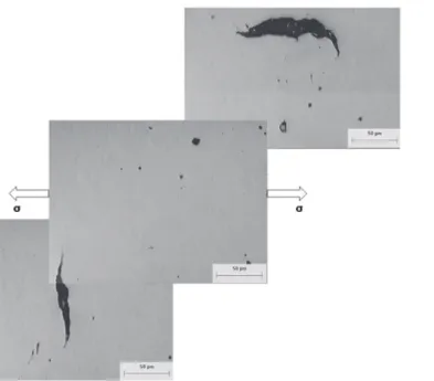 Fig. 8. Scanning electron microscopy images showing parallel and perpendicular cracks  found along ICHAZ (sample with third repair)