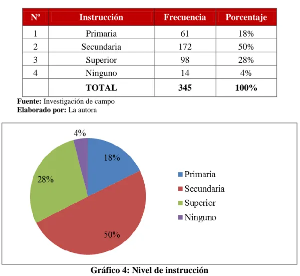Gráfico 4: Nivel de instrucción 