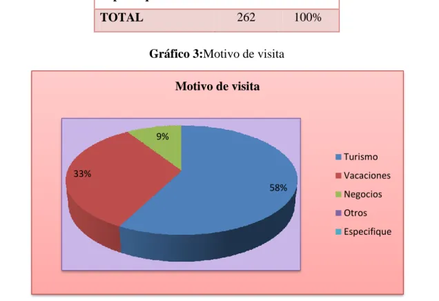 Tabla 3: Motivo de visita 