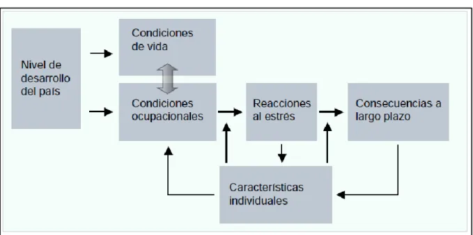 Figura 1. Modelo contextualizado sobre causas y consecuencias del estrés laboral. 