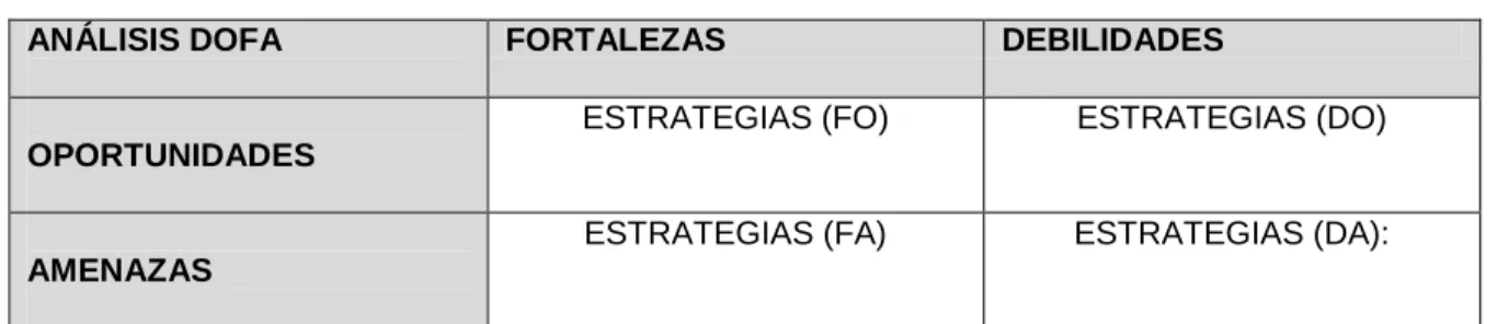 Tabla 6. Matriz DOFA 