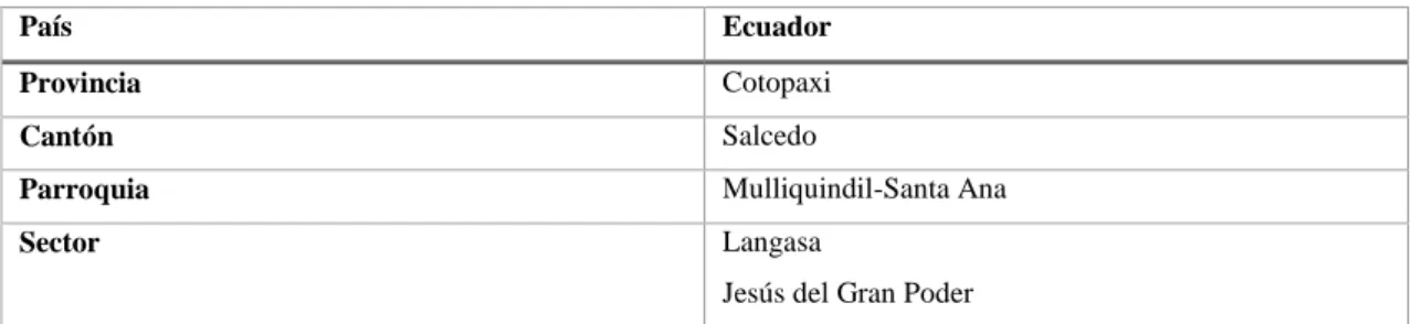 Tabla 8-3 Información geográfica 