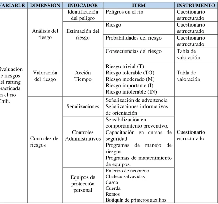 Tabla N°12  Instrumentos utilizados 