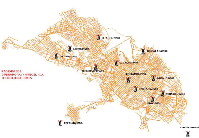 Figura 4.11 Radiobases CONECEL-UMTS 112