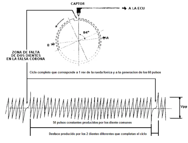 Figura 3.15  Descripción de la forma de onda del sensor CKP [4] 