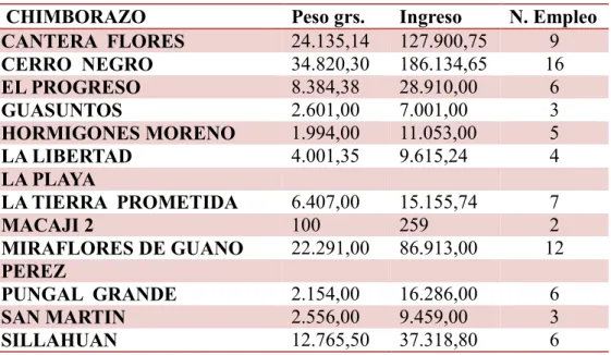 Tabla 2: Empresas extractoras de materiales para la construcción. 
