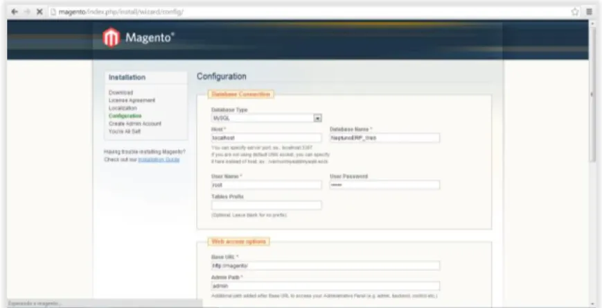 Gráfico 15. Ventana de Configuración de Base de Datos Magento 