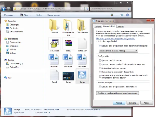 Figura 4.3: Configuración de compatibilidad. 