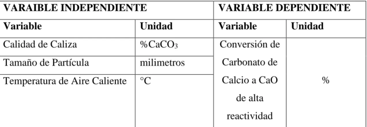 Tabla 3.2: Declaración de Variables 