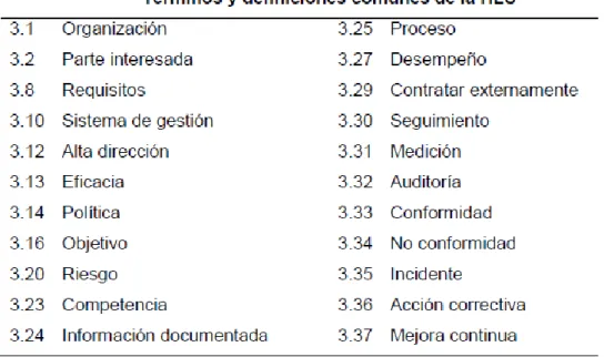 Tabla 2.3. Términos y definiciones comunes de la HLS. 