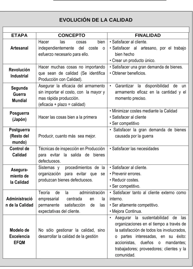 FIGURA N o  01: Evolución de la Calidad