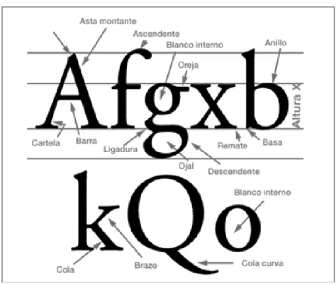 FIGURA  I. 2 PARTES DE UN CARACTER 