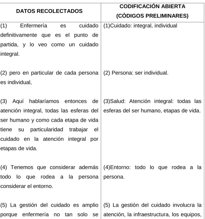 CUADRO DE CODIFICACIÓN ABIERTA   DISCURSO I 