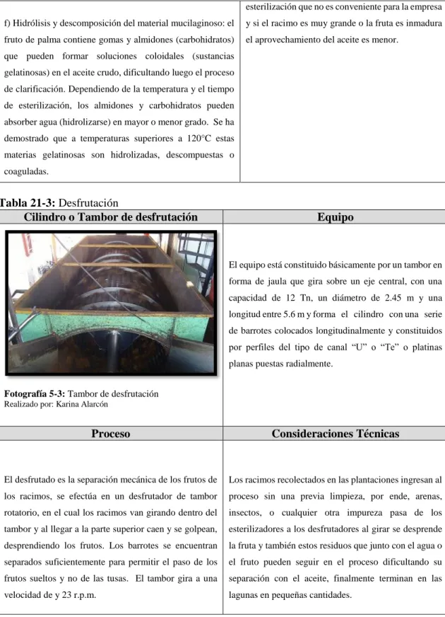 Tabla 21-3: Desfrutación 