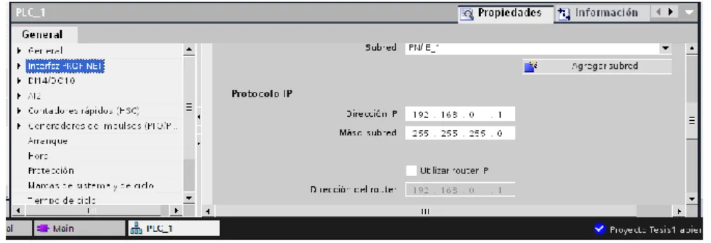 Fig.  II.19 Configuración de dirección IP en el PLC 