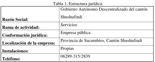 Tabla 1. Estructura jurídica. 