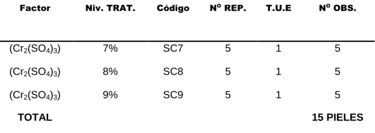Cuadro 3.  ESQUEMA DEL EXPERIMENTO 
