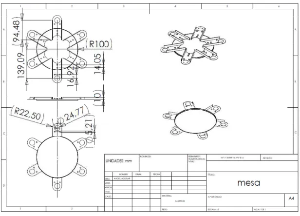 Fig. III.2 Diseño de la mesa indexada de 6 posiciones. 