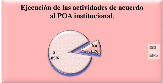 Gráfico N° 8: Ejecución de las actividades de acuerdo al POA institucional. 