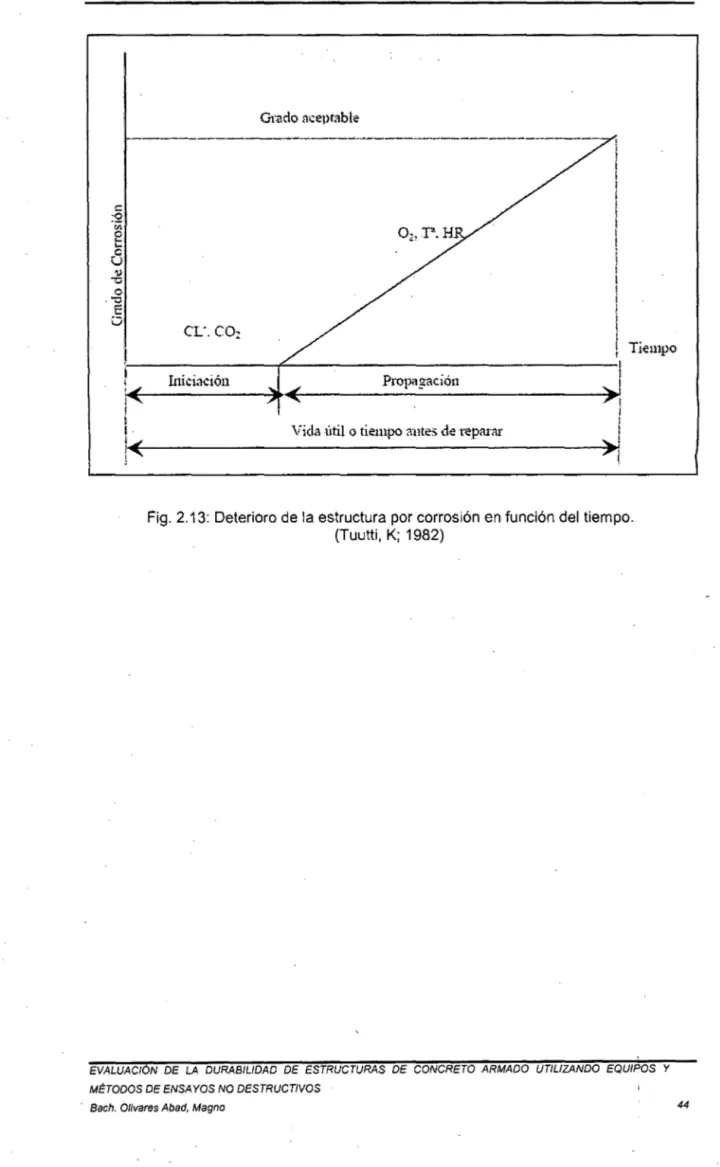 Fig.  2.13:  Deterioro de la estructura por corrosión en función del  tiempo. 
