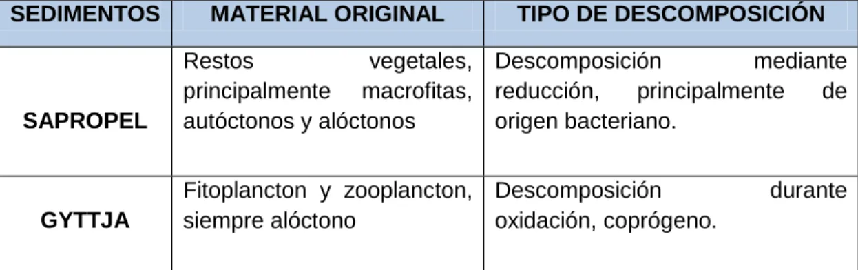TABLA N° 1: SEDIMENTOS 