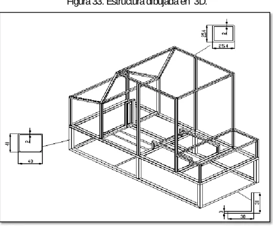 Figura 33. Estructura dibujada en  3D.  