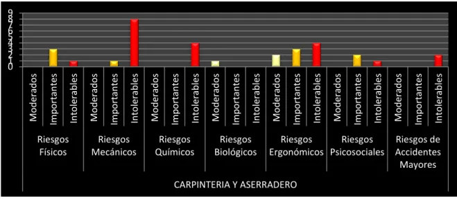 Figura 36. Valoración de riesgos en el área de carpintería y aserradero 