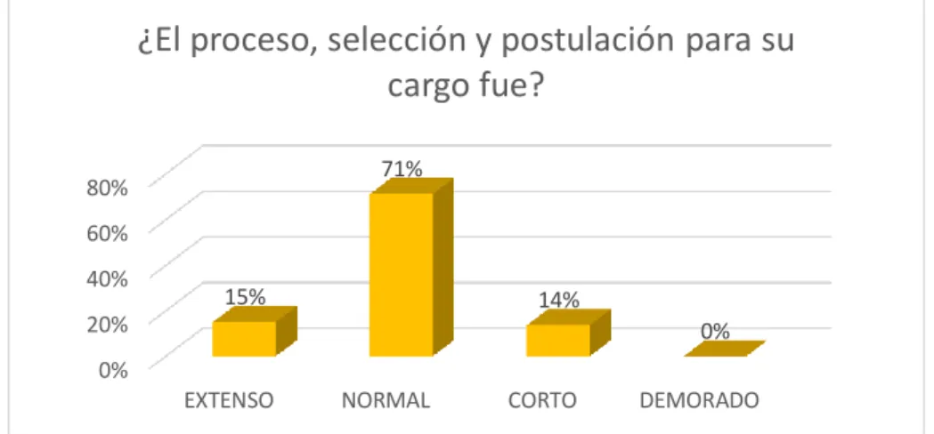 Gráfico 3 7  ¿El proceso, selección y postulación para su cargo fue? 
