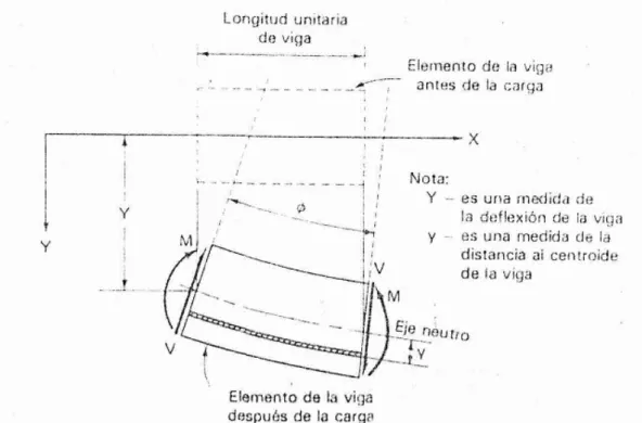 Figura 2.5: Deformación de un elemento de viga 