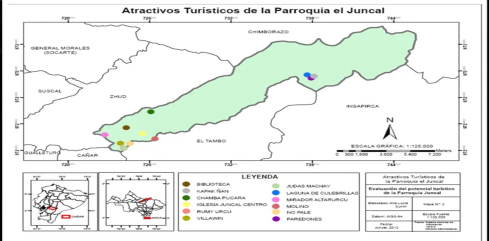 Gráfico N° 7.  Mapa de atractivos turisticos de la parroquia Juncal  