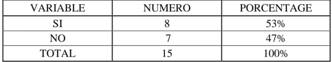 Tabla 5 : Estructura Organizacional 