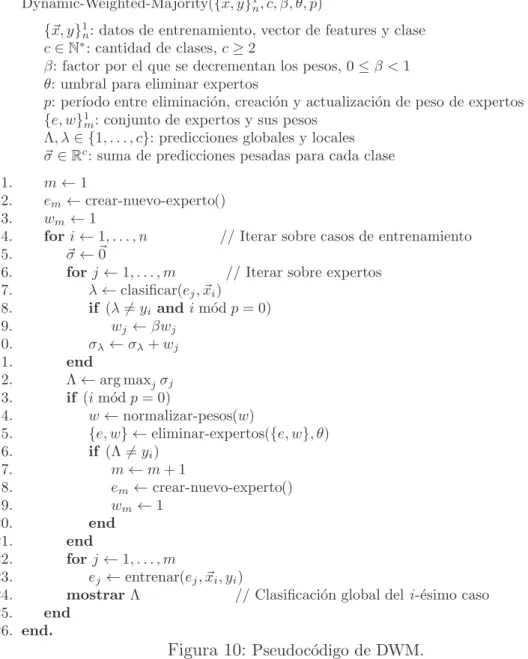 Figura 10: Pseudoc´ odigo de DWM.