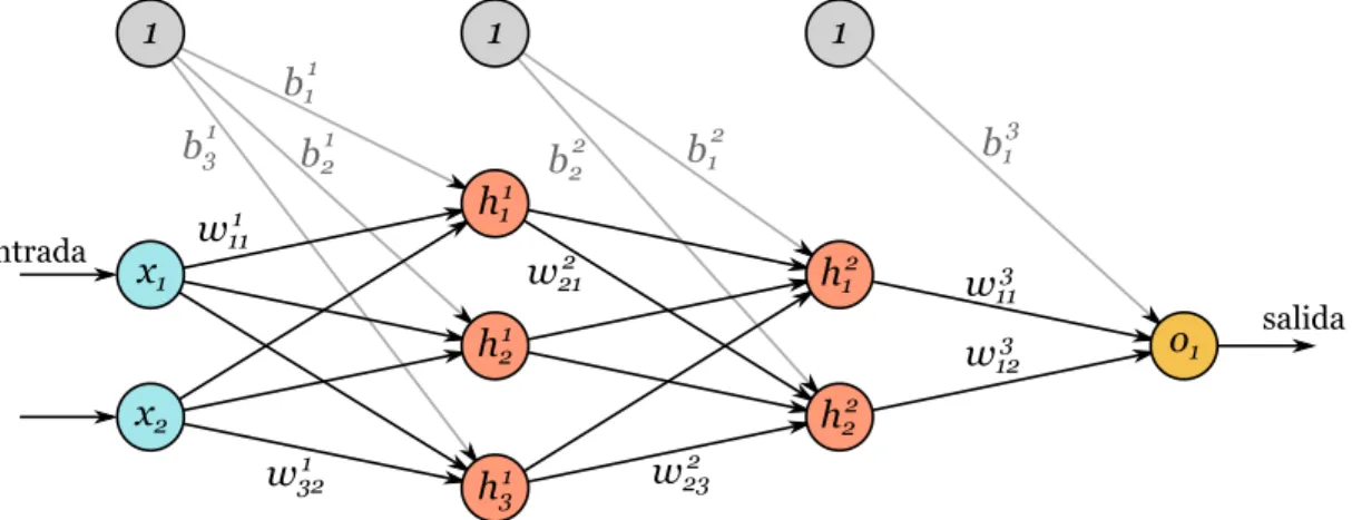 Figura 3: Red feedforward de dos capas ocultas.