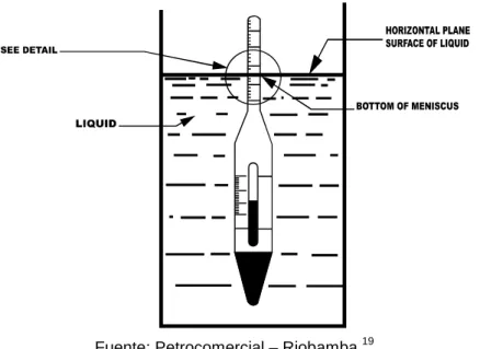 Figura 23. Colocación correcta del termohidrómetro en la probeta. 