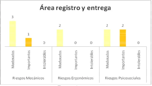 Figura 62. Riesgos identificados en el área de registro y entrega según su calificación