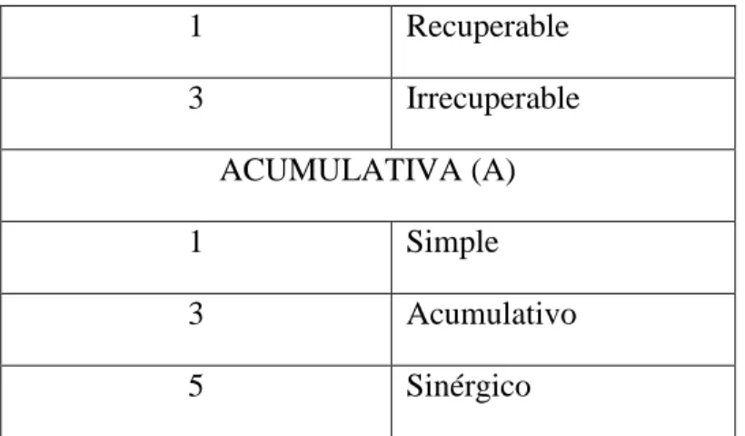 TABLA IX. ESCALA DE VALORACIÓN DE LA MAGNITUD 