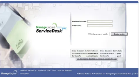 Figura III.45:Aplicación Web de ServiceDesk Plus 7.6 
