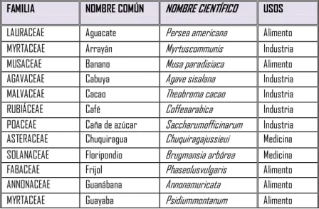 Cuadro N° 13: Flora representativa del cantón Pangua 