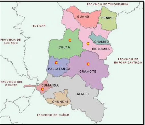 Gráfico Nº 1: Mapa Político – Administrativo Cantonal de la Provincia de Chimborazo. 