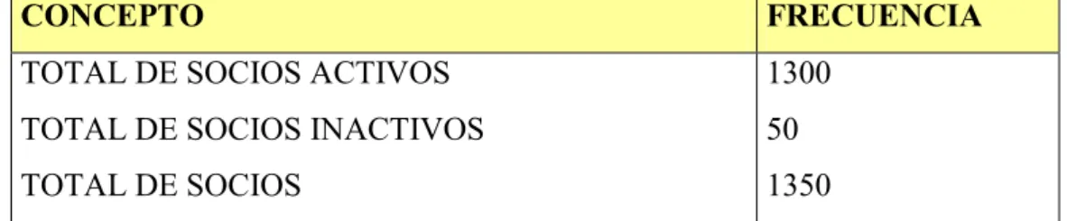 Tabla N° 5 Total de socios activos 
