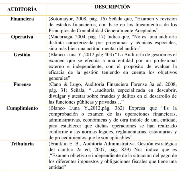 Tabla 1: Tipos de Auditoría 