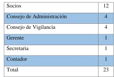 Tabla N° 1. Distribución del personal de la Cooperativa  
