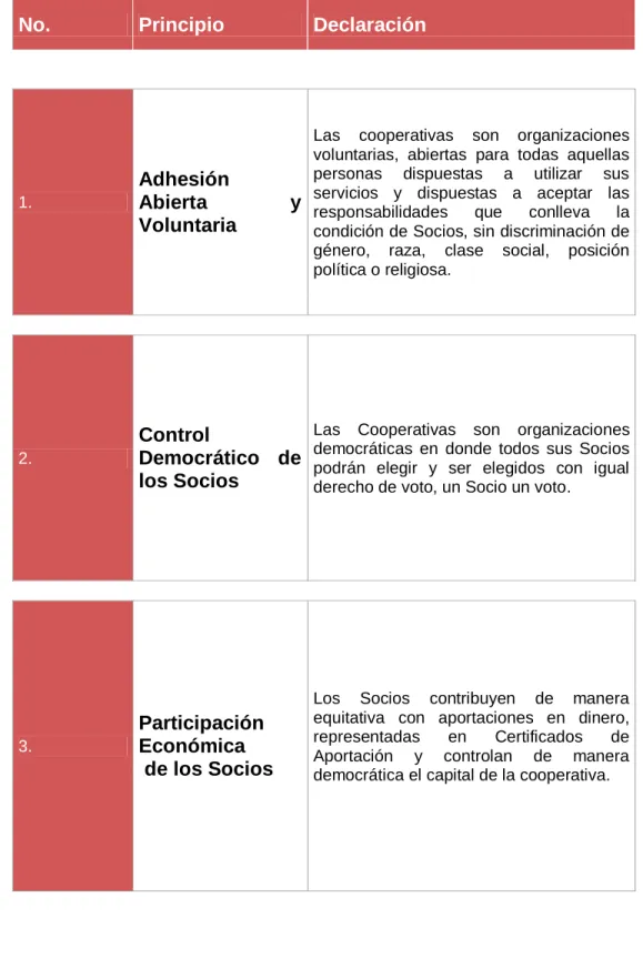 Cuadro 1 Principios  