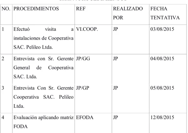 Tabla 9: PROCEDIMIENTOS 