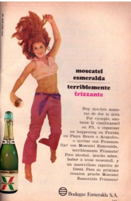 Figura 11: “Terriblemente frizzante”, Publicidad Moscatel Esmeralda, 1967. 