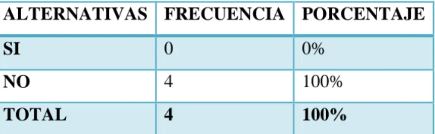 Tabla N° 5  EXISTE UNA DOCUMENTACIÓN  ALTERNATIVAS  FRECUENCIA  PORCENTAJE 