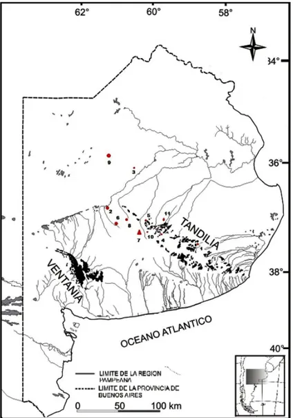 Figura 2. Mapa con la lo- lo-calización de algunos de  los sitios arqueológicos de  frontera citados en esta  te-sis