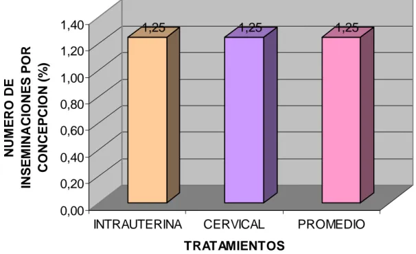 Gráfico  4.    Numero  de  inseminaciones  por  cerda  y  tratamiento,  al  evaluar  la  inseminación Artificial Intrauterina profunda y Cervical